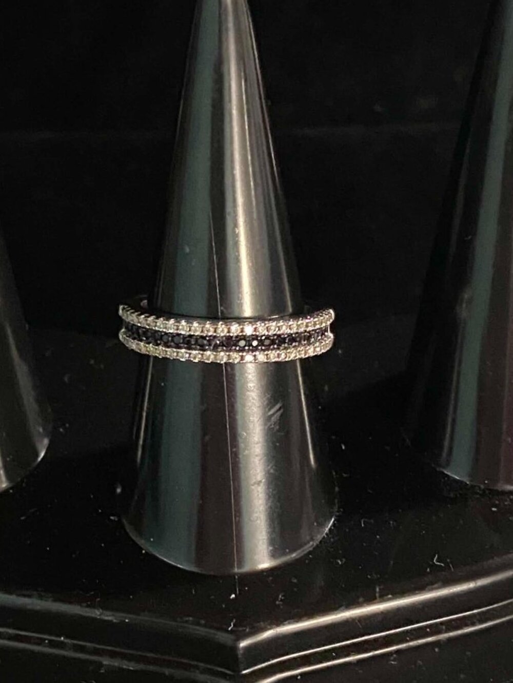 .925 Black & Clear CZ ring